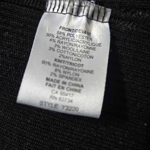 LINEA DOMANI  Black and White Mixed Media Knit Cardigan with Safety Pins. Size S - Picture 8 of 11